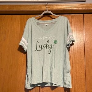 Maurices Light Green 'Happy Go Lucky' T-Shirt